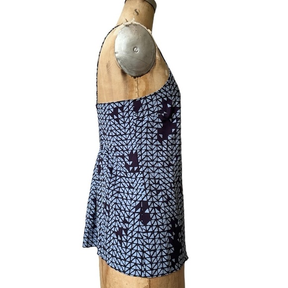 Theory Women's New NWT Blue Tile Print Silk Square-Neck Tank Top Size S - Picture 5 of 9